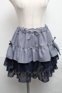 MARBLE / 裾シフォンギンガムフリルスカート  紺 S-25-06-07-053-GO-SK-HR-ZS