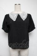 Swankiss / レース襟トップス  黒ｘ白 S-25-06-07-022-CA-TO-HR-ZS