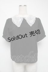 Swankiss / レース襟トップス  黒ｘ白 S-25-06-07-022-CA-TO-HR-ZS
