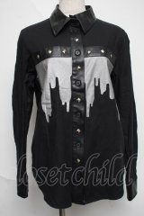 PEACE NOW / 襟切替シャツ  黒 S-25-06-07-024-PU-BL-AS-ZS