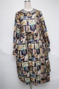 Perla nell' ostrica / ヴィンテージキャット襟付ワンピース M ネイビー S-25-06-07-033-EL-OP-SZ-ZS