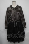 axes femme / チュール切替チェック柄ワンピース  グリーンｘ黒 S-25-06-09-047-AX-TO-HR-ZS