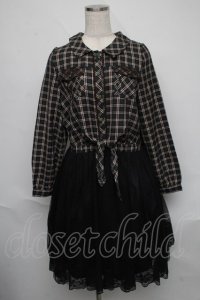 axes femme / チュール切替チェック柄ワンピース  グリーンｘ黒 S-25-06-09-047-AX-TO-HR-ZI