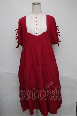 画像1: axes femme / トロワリュバンティアードワンピース  エンジ S-25-06-09-049-AX-OP-HR-ZS
