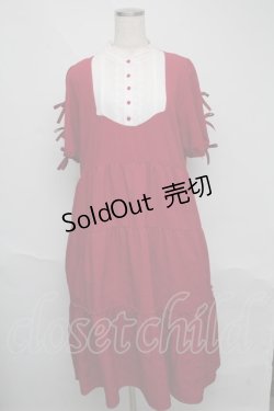 画像1: axes femme / トロワリュバンティアードワンピース  エンジ S-25-06-09-049-AX-OP-HR-ZS