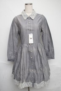 axes femme / チュールレース使いシャツワンピース  グレー S-25-06-09-051-AX-OP-HR-ZI