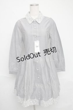 画像1: axes femme / チュールレース使いシャツワンピース  グレー S-25-06-09-051-AX-OP-HR-ZI