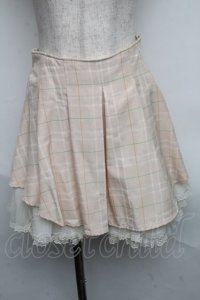 Secret Honey / リボンチェックスカート  ピンクベージュ S-25-06-09-055-CA-SK-AS-ZT019