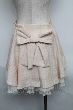 画像2: Secret Honey / リボンチェックスカート  ピンクベージュ S-25-06-09-055-CA-SK-AS-ZS