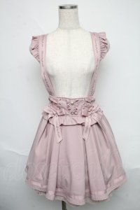 LIZ LISA / メッセージリボンサスペンダー付きスカート  ピンク S-25-06-09-058-LO-SK-AS-ZS