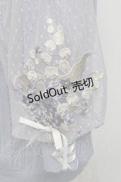 画像3: axes femme / すずらん刺繍半袖ニットカーディガン  サックス S-25-06-09-1028-AX-TO-AS-ZS