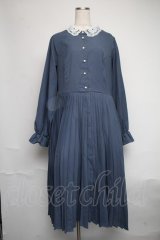 m petit by misako / AM*レースエリプリーツワンピース  ブルー S-25-06-09-1040-LO-OP-HR-ZS