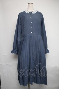 m petit by misako / AM*レースエリプリーツワンピース  ブルー S-25-06-09-1040-LO-OP-HR-ZS