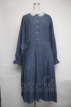 画像1: m petit by misako / AM*レースエリプリーツワンピース  ブルー S-25-06-09-1040-LO-OP-HR-ZS