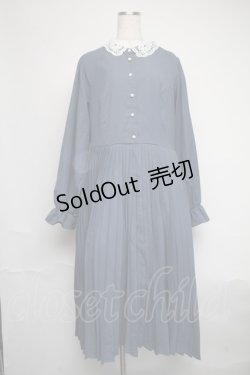 画像1: m petit by misako / AM*レースエリプリーツワンピース  ブルー S-25-06-09-1040-LO-OP-HR-ZS