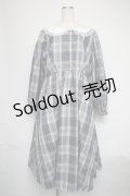 m petit by misako / シナモンチェックフレアワンピース 4L ブルー S-25-06-09-1041-LO-OP-HR-ZS