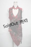 Qutie Frash / チャイナチュニック  赤ｘ黒 S-25-06-09-1046-QU-OP-HR-ZS