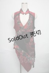 Qutie Frash / チャイナチュニック  赤ｘ黒 S-25-06-09-1046-QU-OP-HR-ZS