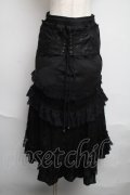 Qutie Frash / 蜘蛛の巣レース切替コルセットロングスカート  黒 S-25-06-09-1060-QU-SK-HR-ZS
