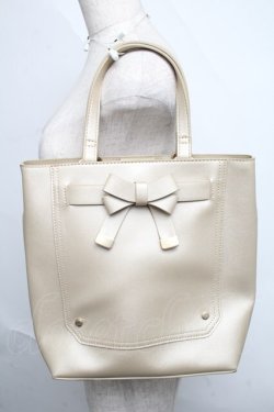 画像1: m petit by misako / 前リボン2WAYトートバッグ  ゴールド S-25-06-09-1005-LO-BG-HR-ZS