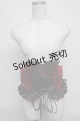 Qutie Frash / リボン帯コルセット  赤ｘ黒 S-25-06-09-1017-QU-ZA-HR-ZS