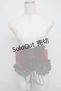 Qutie Frash / リボン帯コルセット  赤ｘ黒 S-25-06-09-1017-QU-ZA-HR-ZS