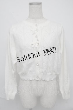 画像1: m petit by misako / AM*ハート透かしニットカーディガン  オフ S-25-06-09-1021-LO-TO-HR-ZS
