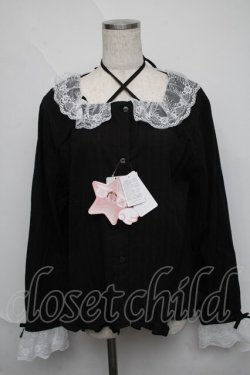 画像1: FLC / メンレースシャツブラウス 4L 黒 S-25-06-09-1027-LO-BL-HR-ZS