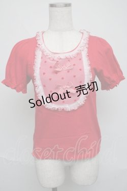 画像1: Nile Perch / チュール切替2つリボンカットソー  赤 S-25-06-09-029-LO-TO-HR-ZS