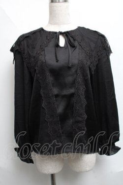 画像1: axes femme POETIQUE / レースセーラー襟ブラウス  黒 S-25-06-11-039-AX-BL-AS-ZS