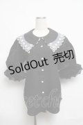 axes femme POETIQUE / レース襟パフ袖ブラウス  黒 S-25-06-11-040-AX-BL-AS-ZS