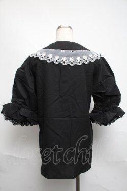 画像2: axes femme POETIQUE / レース襟パフ袖ブラウス  黒 S-25-06-11-040-AX-BL-AS-ZS