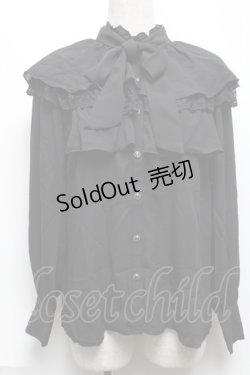 画像1: axes femme POETIQUE / ケープデザインフリルブラウス  黒 S-25-06-11-041-AX-BL-AS-ZS
