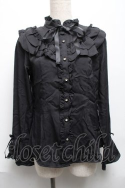 画像1: axes femme / フリル袖ブラウス  黒 S-25-06-11-042-AX-BL-AS-ZS