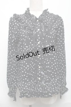 画像1: axes femme / フリルドットブラウス  黒ｘ白 S-25-06-11-043-AX-BL-AS-ZI