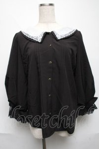 axes femme POETIQUE / レース襟ブラウス  黒 S-25-06-11-044-AX-BL-AS-ZS
