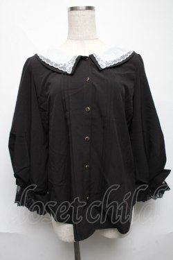 画像1: axes femme POETIQUE / レース襟ブラウス  黒 S-25-06-11-044-AX-BL-AS-ZS