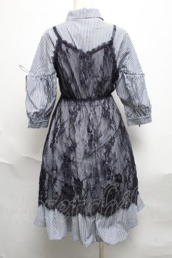 画像2: axes femme / レースキャミ付きシャツワンピース  紺ｘ白 S-25-06-11-049-AX-OP-AS-ZS