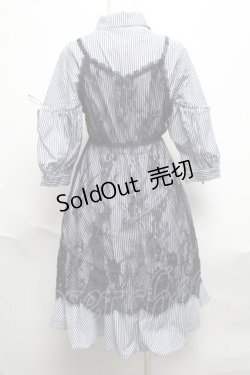 画像2: axes femme / レースキャミ付きシャツワンピース  紺ｘ白 S-25-06-11-049-AX-OP-AS-ZS