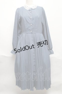 画像1: m petit by misako / レース襟プリーツワンピース  ブルー S-25-06-11-050-LO-OP-HR-ZS
