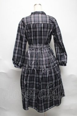 画像2: axes femme / バラ刺繍ボウタイチェックワンピース  グレー S-25-06-11-052-AX-OP-AS-ZS