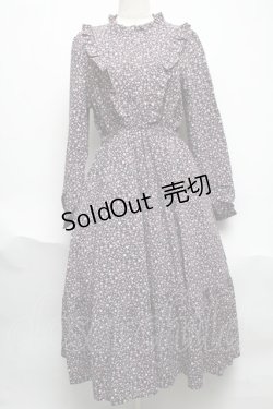 画像1: axes femme POETIQUE / 小花柄フリルロングワンピース  黒 S-25-06-11-053-AX-OP-AS-ZS