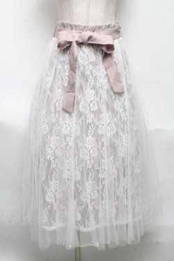 画像1: axes femme POETIQUE / バックフリルチュールスカート  ピンク S-25-06-11-059-AX-SK-AS-ZS