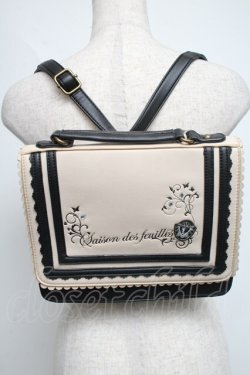 画像1: axes femme POETIQUE / 刺繍サッチェルバッグ  オフｘ黒 S-25-06-11-010-AX-BG-HR-ZS