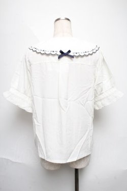 画像2: axes femme POETIQUE / ブーケ刺繍スカラップ襟ブラウス  キナリ S-25-06-11-017-AX-BL-AS-ZS