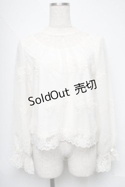 画像1: axes femme / 総レーススタンド襟ブラウス  キナリ S-25-06-11-019-AX-BL-AS-ZS