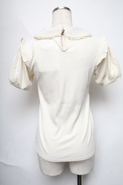 画像2: axes femme POETIQUE / フラワーリボン刺繍襟プルオーバー  オフ S-25-06-11-020-AX-TO-AS-ZS
