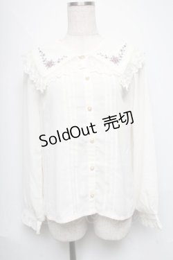 画像1: axes femme POETIQUE / フラワークロス刺繍ブラウス  オフ S-25-06-11-024-AX-BL-AS-ZS