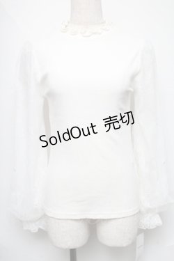 画像1: axes femme / レース重ねボリューム袖プルオーバー  白 S-25-06-11-025-AX-TO-AS-ZS