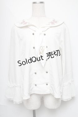 画像1: axes femme / sajou刺繍入Wボタンブラウス  オフ S-25-06-11-027-AX-BL-AS-ZI